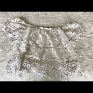 Free people white lace off the shoulder, size S